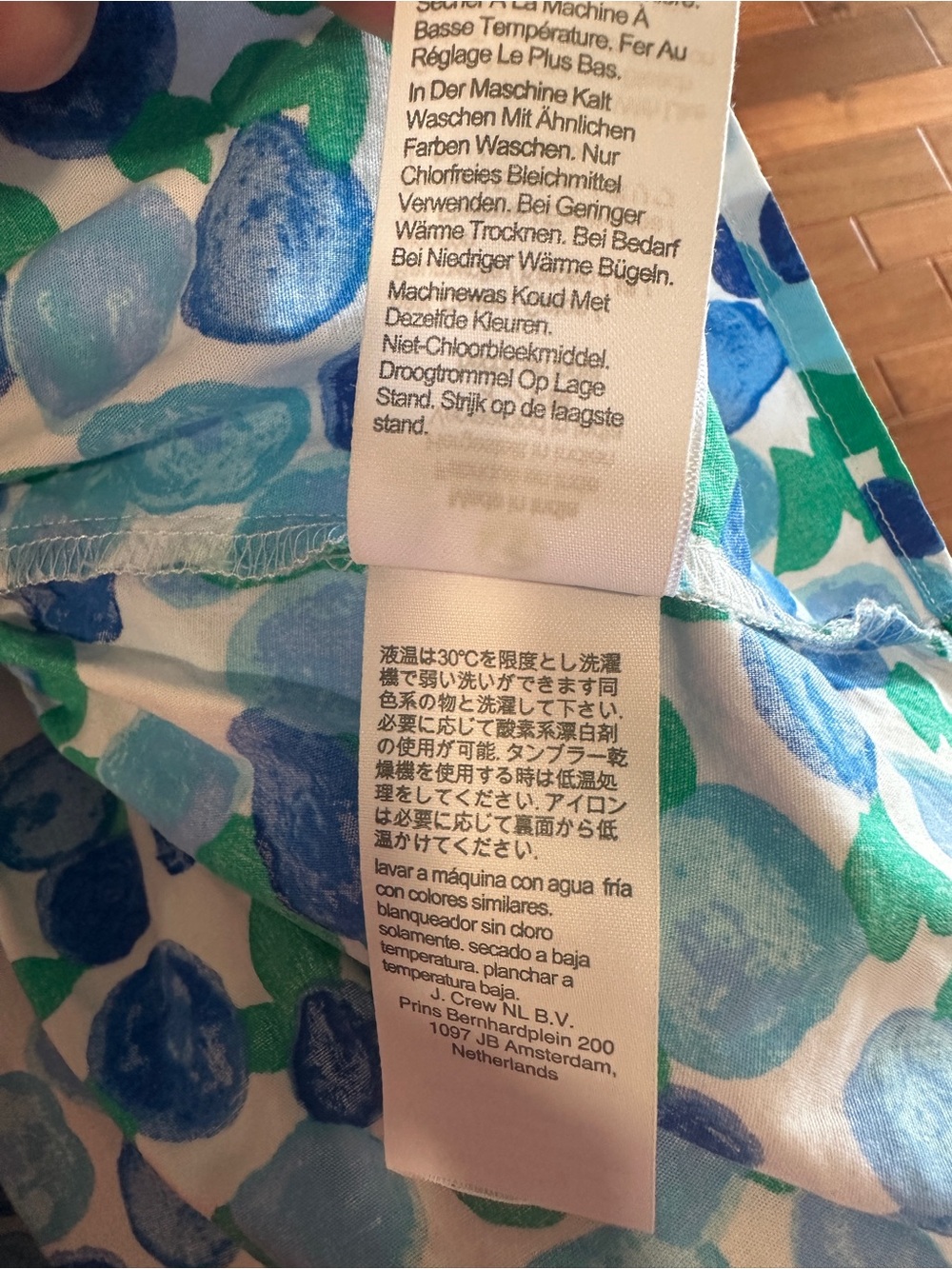 J. Crew Blue and Green Floral Scoop-Neck Long Sleeve Dress - Picture 8 of 9
